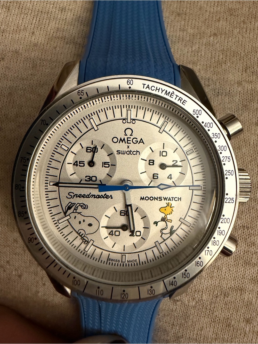 Omega/Swatch Speedmaster MoonSwatch MOD - Snoopy and Woodstock - multiple bands!